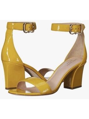 Kate Spade Leather Susane Golden Yellow Heel Strappy Sandals Women’s 7.5